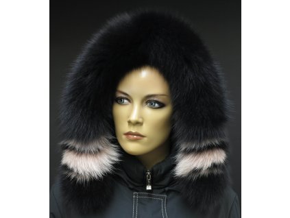 Kožešina na kapuci z barvené polární lišky 7070 - černá