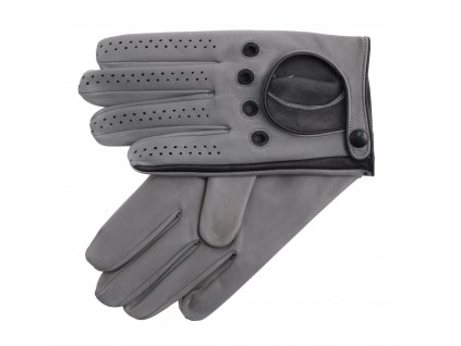 Pánske kožené vodičské rukavice PRESTON šedé s čiernymi detailmi