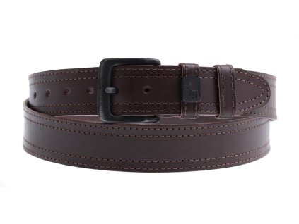 Pánsky kožený opasok Black Hand 003-78 hnedý s hnedým štepovaním