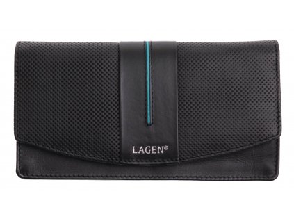 Dámska kožená peňaženka Lagen 4153 Black Petrol čierna