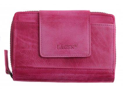 Dámská kožená peněženka Lagen 931-D růžová fuchsia