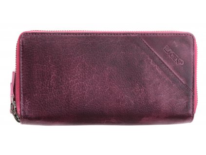 Dvojitý kožený penál peněženka Lagen JK-200/D Plum/Fuchsia fialová
