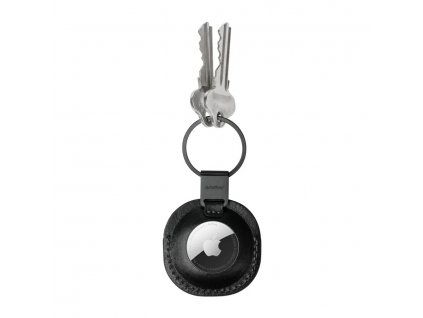 Kožené pouzdro na AirTag Orbitkey Black černé s kroužkem