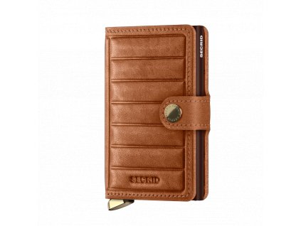 Emboss Lines Miniwallet Cognac Brown Front