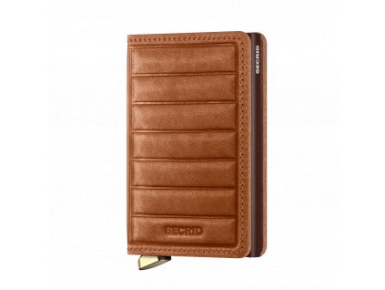 Emboss Lines Slimwallet Cognac Brown Front