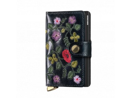 Kožené pouzdro na karty SECRID PREMIUM Miniwallet Stitch Floral Black černá