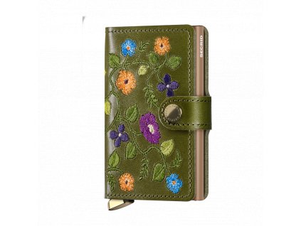 Stitch Floral Miniwallet Olive Sand Front