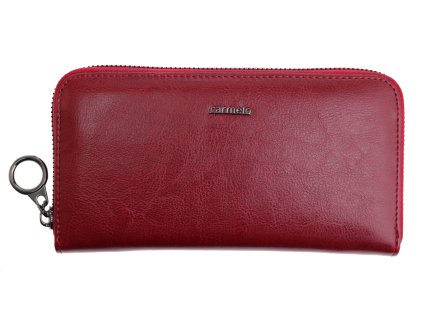 Velká dámská kožená peněženka na zip Carmelo 2127 vínová
