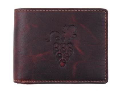 Hnědá pánská kožená peněženka Lagen 66-6535/M hrozen vína VELKÝ