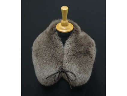 Kožešinový límec z lišky kulatý + kožené šňůrky L317 hnědý s melírem