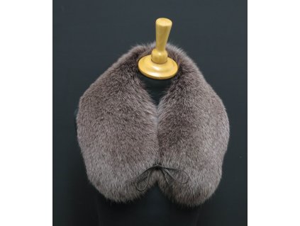 Kožešinový límec z lišky kulatý + kožené šňůrky L318 hnědý s melírem