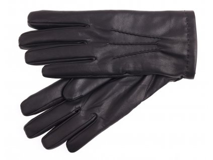 Čierne pánske kožené rukavice Špongr BARON zateplené králičou kožušinou
