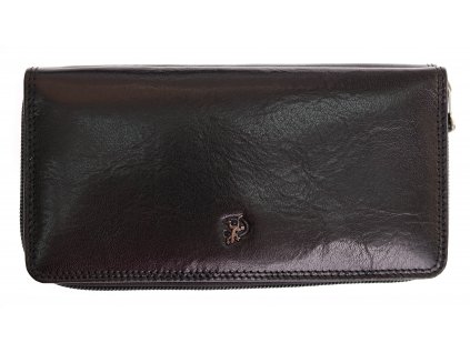 Velká kožená peněženka na zip s organizérem Cosset 4401 Komodo černá