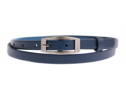 Dámský úzký kožený opasek Penny Belts 1515 tmavě modrý