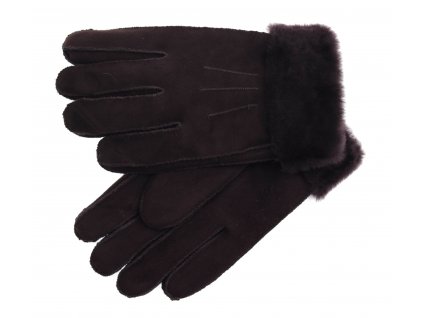 Kožušinové rukavice prstové PR7 tmavo hnedé veľ. M/L
