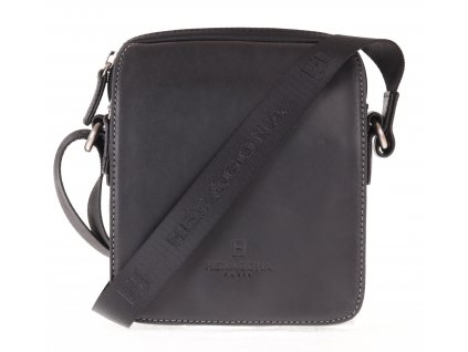 pánská nylonová crossbody taška přes rameno Hexagona  299176 černá s koženou klopnou