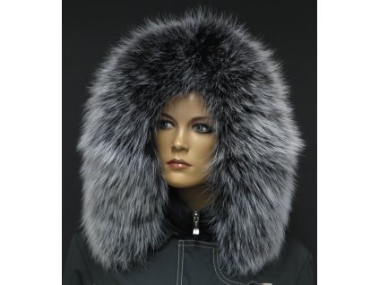 Kožešinový lem límec na kapuci z finského mývalovce 1027 BLACK & WHITE