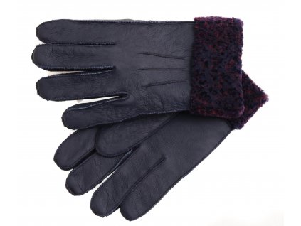 Kožušinové rukavice prstové PR63 tmavo fialové napalan veľ. M/L