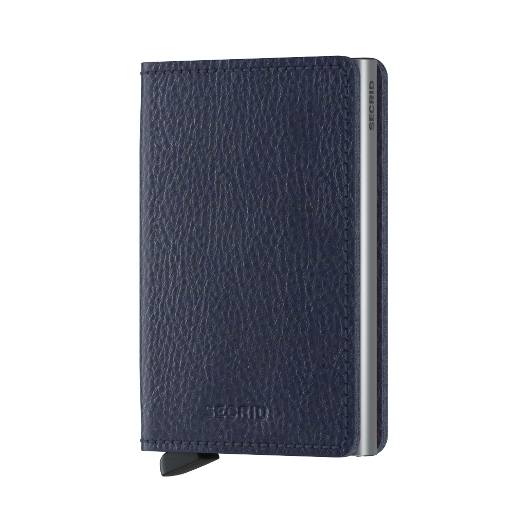 Kožená peněženka SECRID Slimwallet Veg Navy Silver tmavě modrá