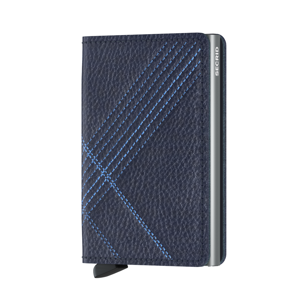 Kožená peněženka SECRID Slimwallet Stitch Linea Navy modrá