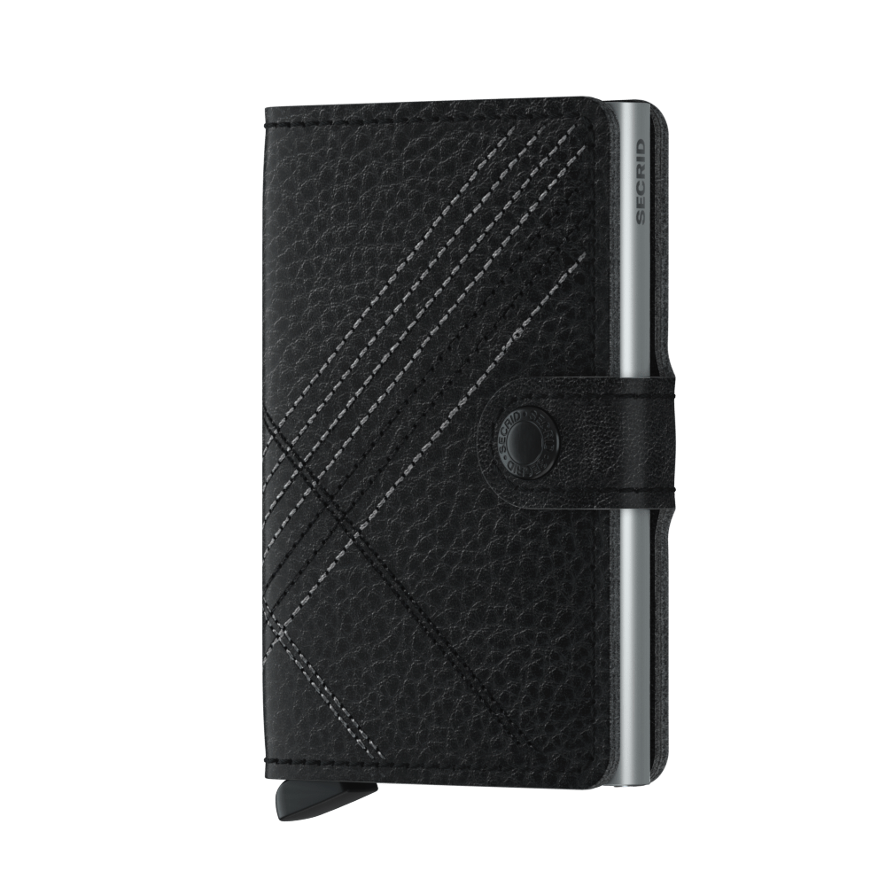Luxusní kožená peněženka SECRID Miniwallet Stitch Linea Black černá s ozdobným prošíváním