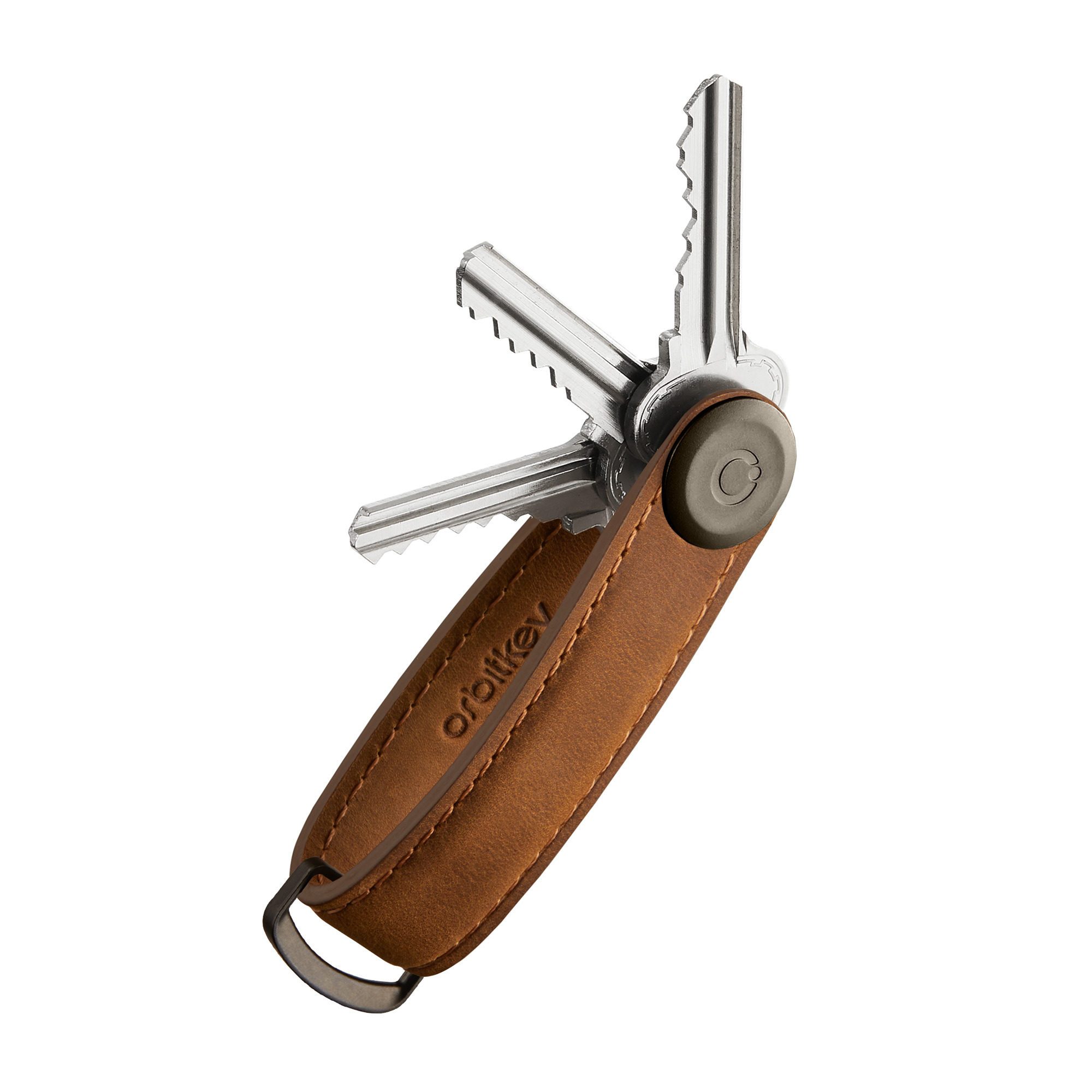 Kožená klíčenka Orbitkey 2.0 Crazy Horse Chestnut Brown - koňakově hnědá