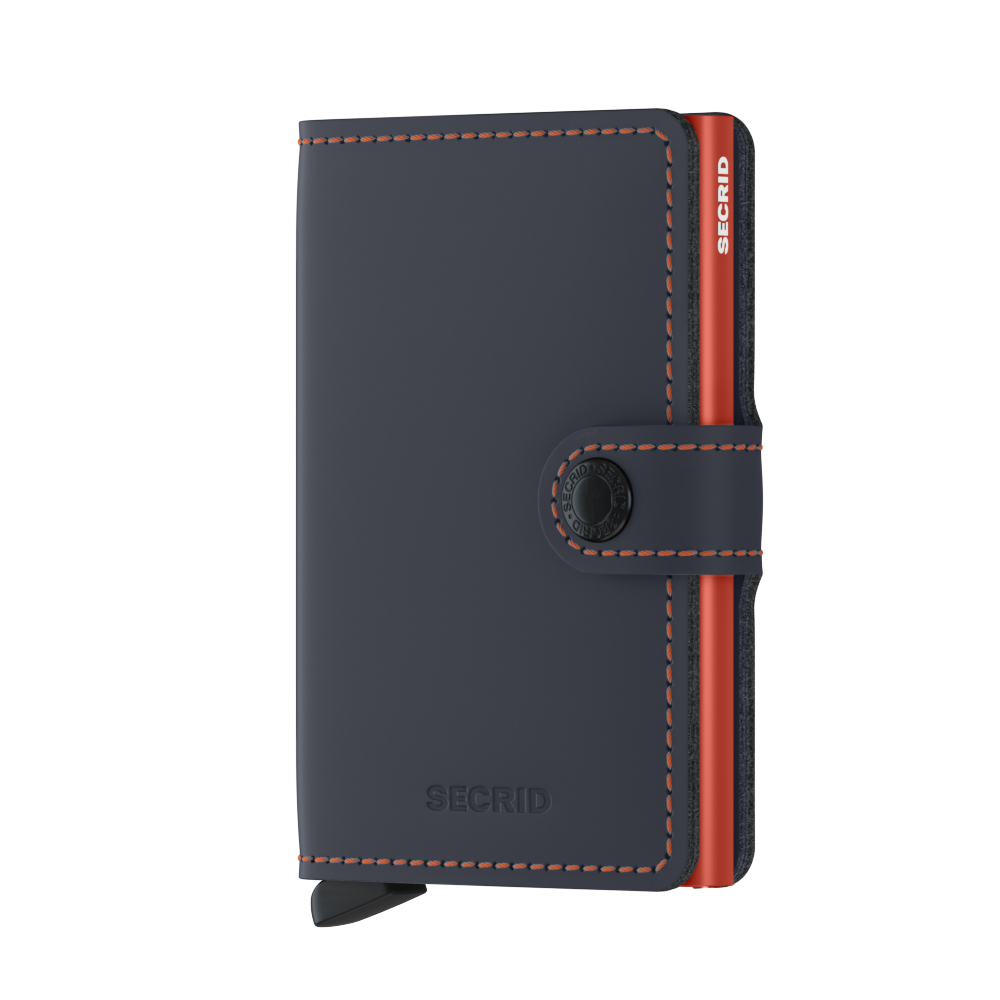 Levně Kožené pouzdro na karty SECRID Miniwallet Matte Night Blue & Orange tmavě modrá s oranžovým prošíváním