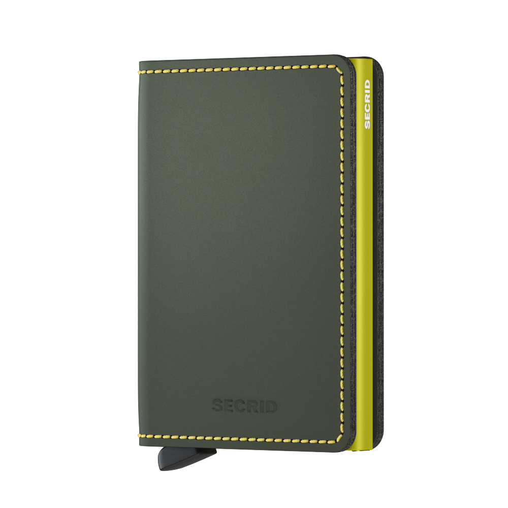 Kožené pouzdro na karty SECRID Slimwallet Matte Green & Lime zelené