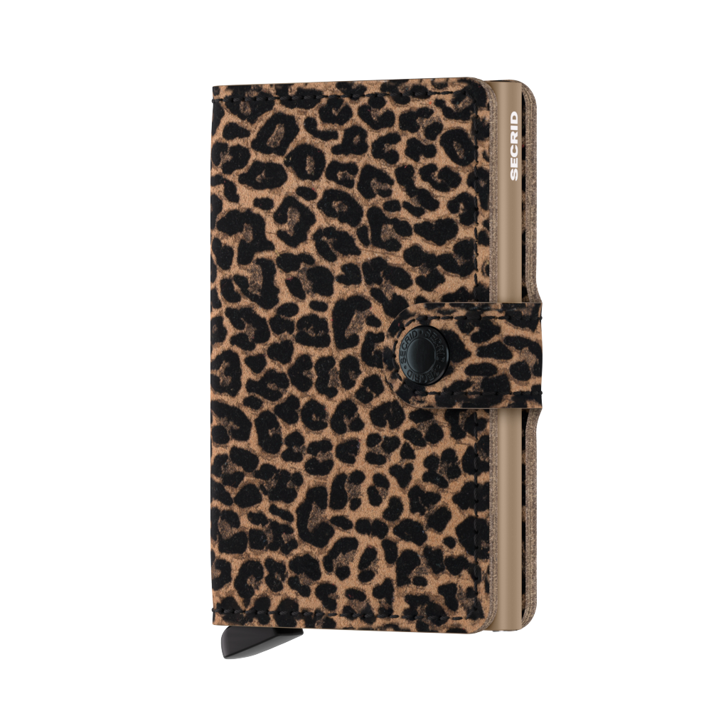 Kožená peněženka SECRID Miniwallet Leo Beige světle hnědá s leopardím vzorem