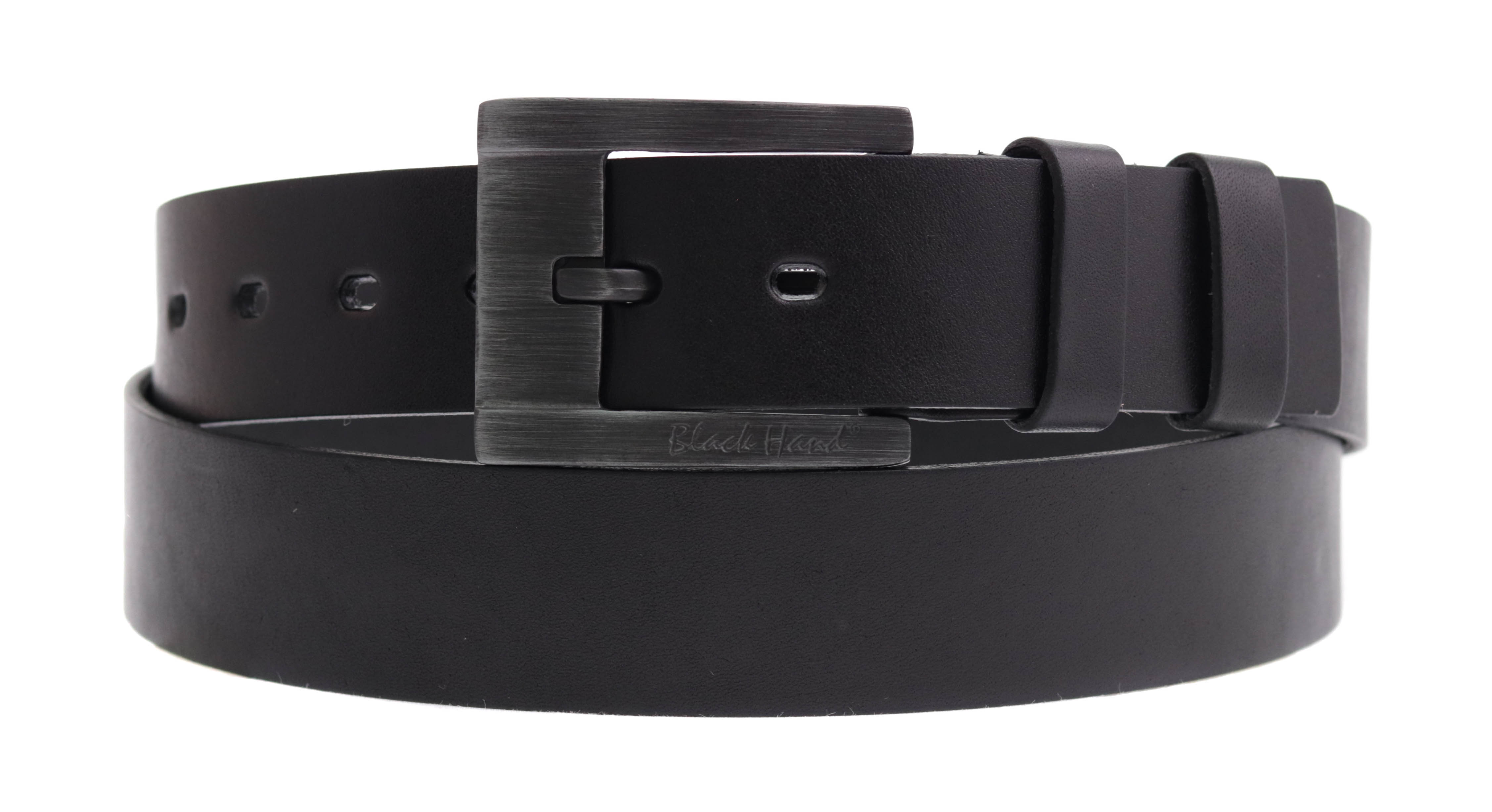 Kožený opasek Black Hand 066-98 černý Velikost = obvod pasu (cm): 75 cm