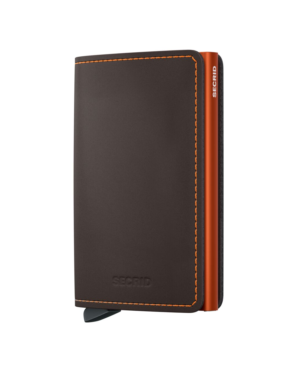 Levně Kožené pouzdro na karty SECRID Slimwallet Matte Truffle hnědá s oranžovým prošitím