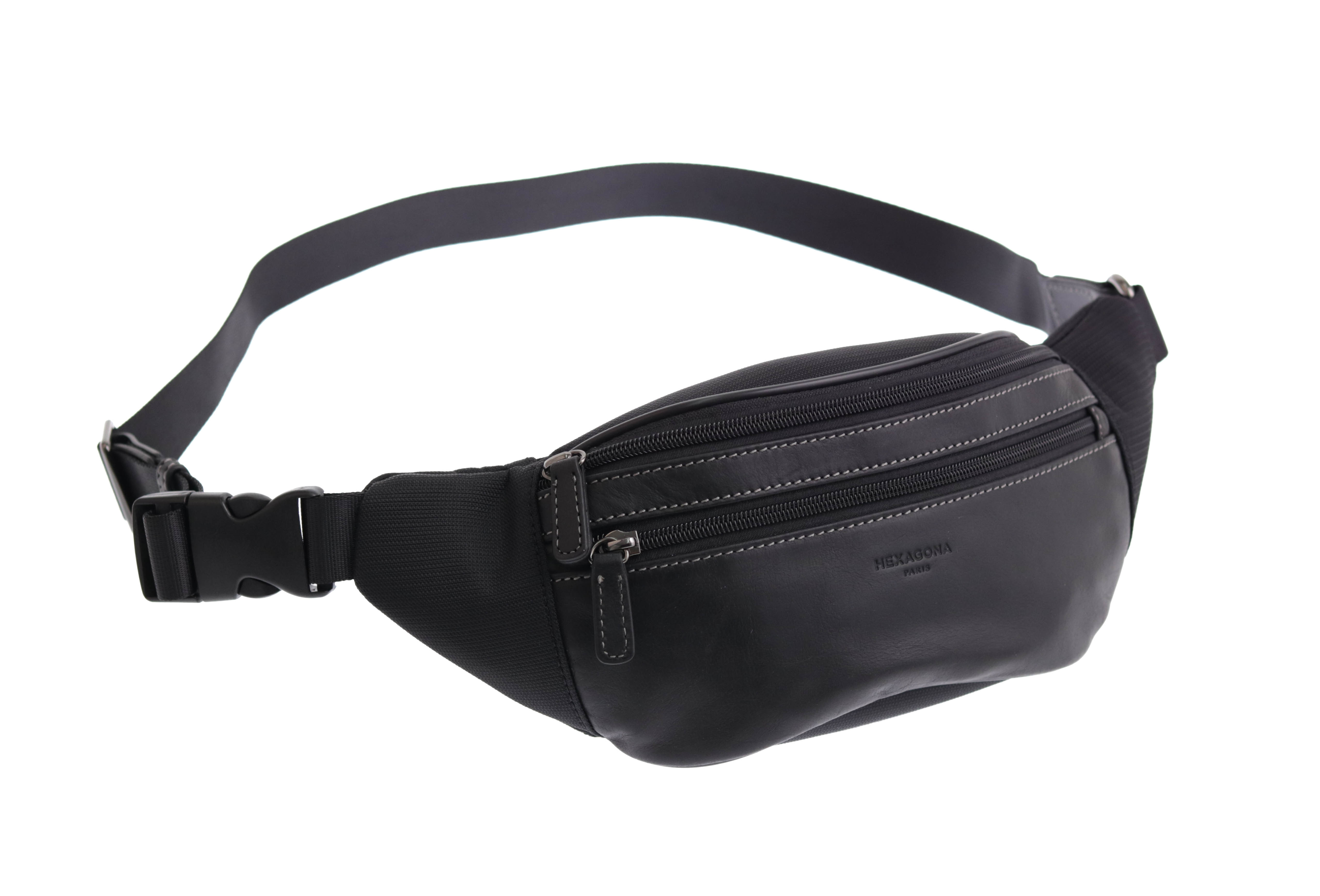 Kožená ledvinka Hexagona 291116 černá kůže + nylon