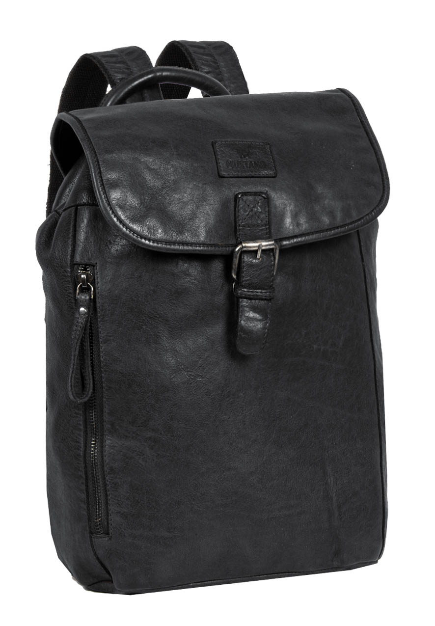 Černý kožený batoh Mustang Libery