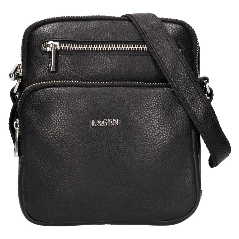 Pánská kožená taška přes rameno Lagen BARNY černá