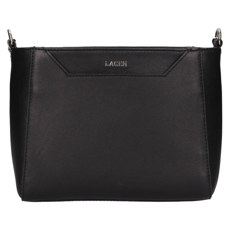Lagen Dámská kožená kabelka CHRISTY černá se stříbrným řetízkem