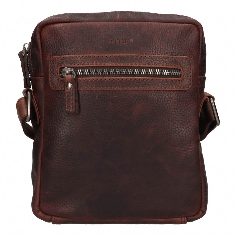 Pánská kožená taška přes rameno Lagen JACOB hnědá