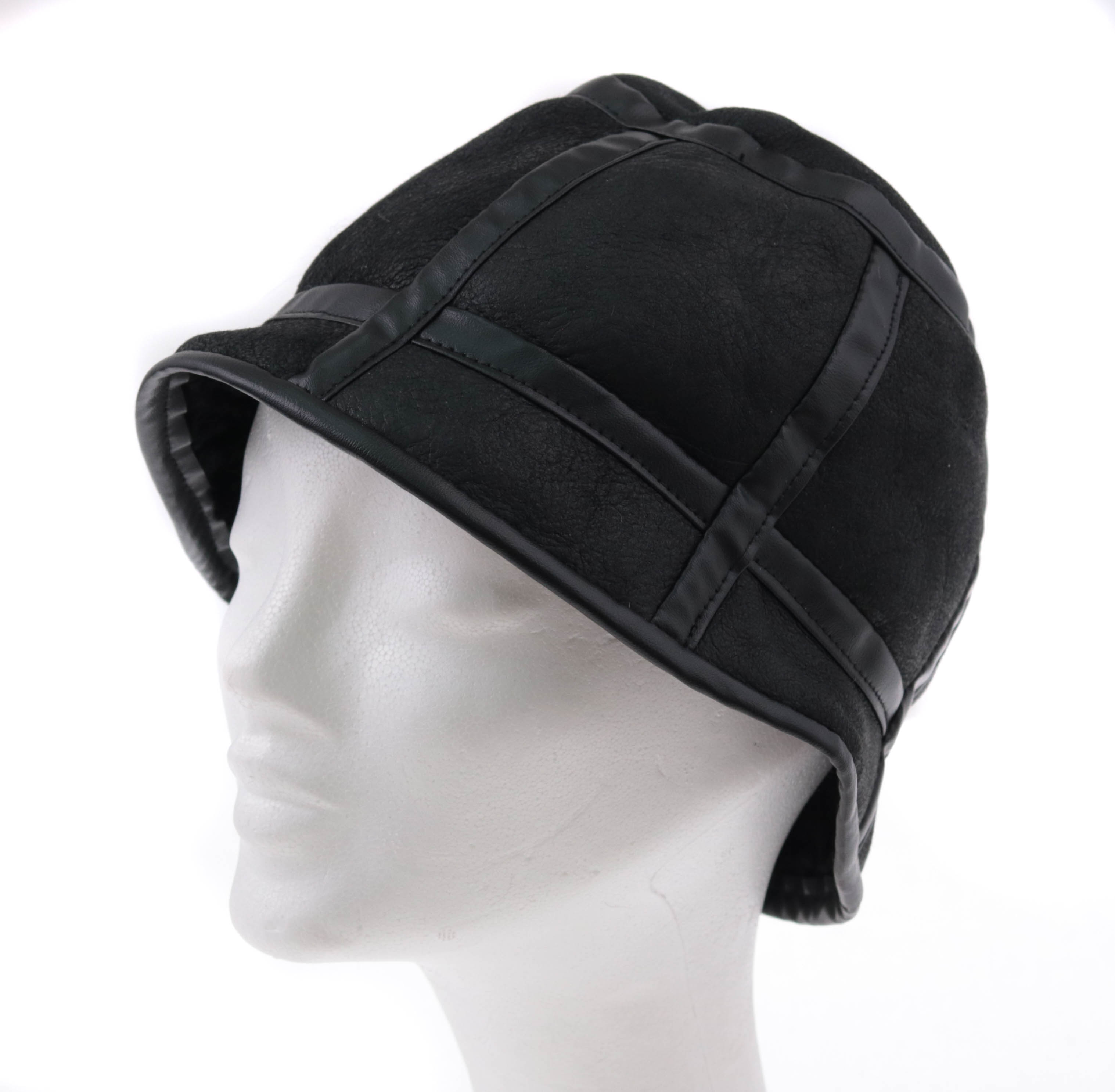 Špongr Kožešinový klobouk z ovčiny K08 černý velur Velikost: 55/56 cm