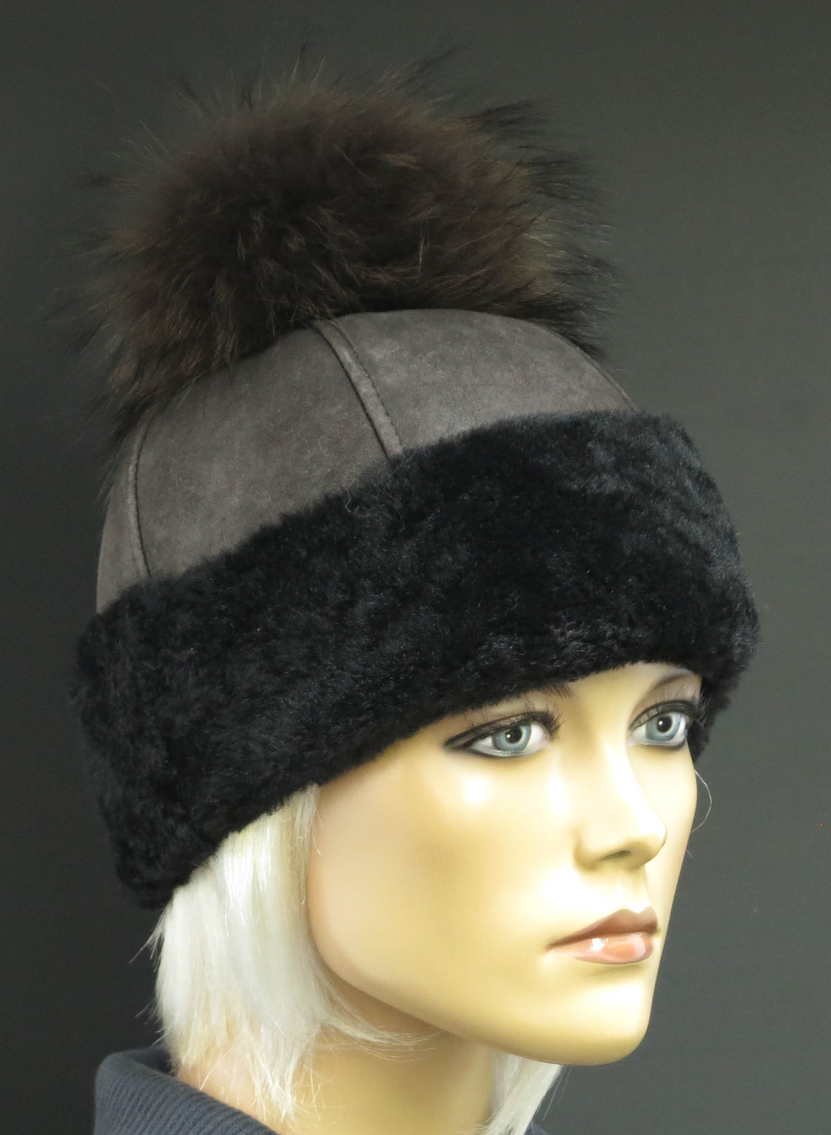 Splus Dámská kožešinová čepice s černým lemem - 5251 světle hnědá Velikost: 56 cm