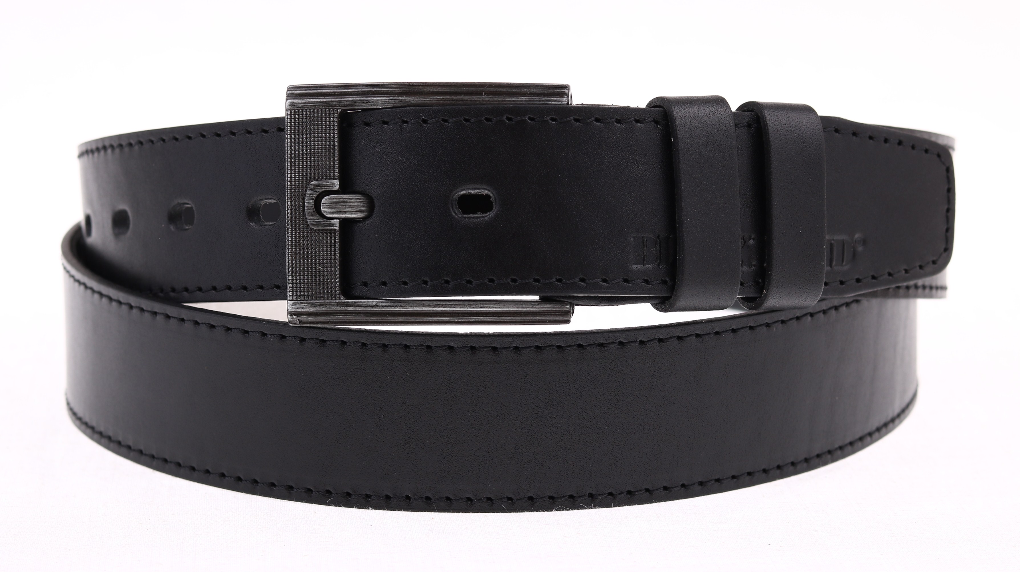 Pánský kožený opasek Black Hand 128-98 černý Velikost = obvod pasu (cm): 125 cm