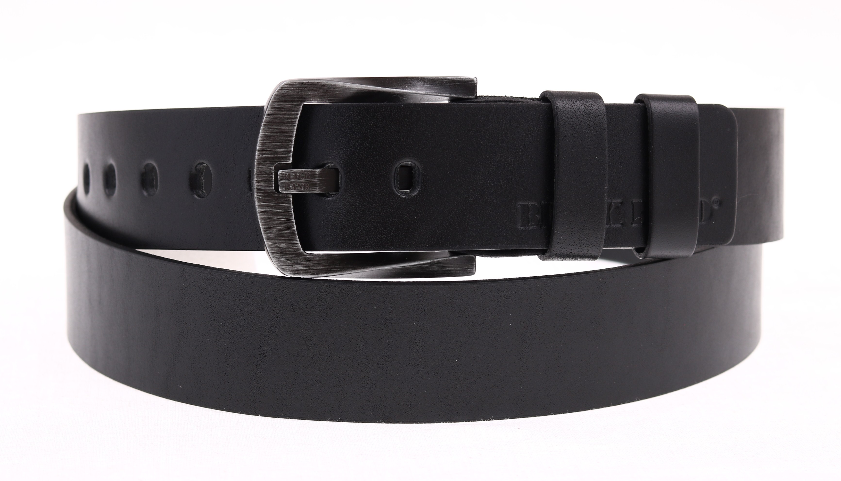 Pánský kožený pásek Black Hand 130-98 černý Velikost = obvod pasu (cm): 115 cm