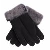 Kožešinové rukavice prstové PR69 černé velur vel. M/L melírovaný vlas kožešiny