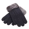Kožešinové rukavice prstové PR79 černé velur vel. S/M melírovaný vlas kožešiny