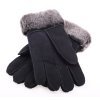 Kožešinové rukavice prstové PR79 černé velur vel. S/M melírovaný vlas kožešiny