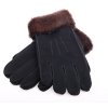 Kožešinové rukavice prstové PR80 černé velur vel. S/M  hnědý melír vlasu kožešiny