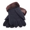 Kožešinové rukavice prstové PR80 černé velur vel. S/M  hnědý melír vlasu kožešiny