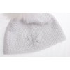 Luxusná pletená čiapka s kožušinovým brmbolcom R Jet 639 biela + strieborný lurex