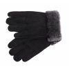 Splus Kožušinové rukavice prstové PR78 čierne s melírovaným vlasom kožušiny - povrch velúr veľ. L/XL