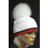 Dámská pletená čepice s kožešinovou bambulí R-Jet 666 bílá