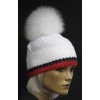 Dámská pletená čepice s kožešinovou bambulí R-Jet 666 bílá