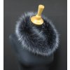 Kožešina na kapuci z finského mývalovce - 9025 tmavě šedá + melír KRÁTKÝ 60 CM 2. JAKOST
